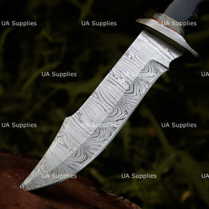 Couteau Bowie de chasse et de camping en acier Damas de qualité supérieure, lame fixe, manche en cuir empilé, fabrication OEM 1 - Product Image 3