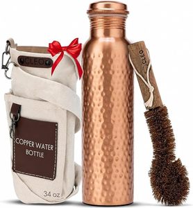 Set de Regalo Ecológico: Botella de Agua de Cobre Martillado, Bolsa de Lona Cruzada, Cepillo de Limpieza Natural y Aislamiento Térmico - Product Image 5