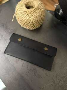 Portefeuille en cuir ultra-fin, pochette élégante longue pour argent, pochette à main, pochette à monnaie élégante, porte-cartes compact pour transporter de l'argent liquide - Product Image 1