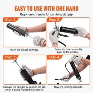 Pistola per ingrassaggio professionale da 6000 PSI, capacità 14 OZ/400 CC, tubo flessibile in acciaio da 19,69 pollici, impugnatura a pistola 2 B, resistente per uso domestico - Product Image 5
