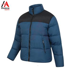 2025 recién llegado, chaqueta acolchada azul personalizada, cuello levantado, diseño de burbuja transpirable, estilo de calle alta, OEM, hecho en fábrica para el invierno - Product Image 3
