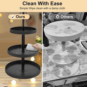 Support à cupcakes rond fait main en métal, tour à cupcakes à 3 niveaux, plateau à étages noir, support à desserts avec poignée pour fête - Product Image 2