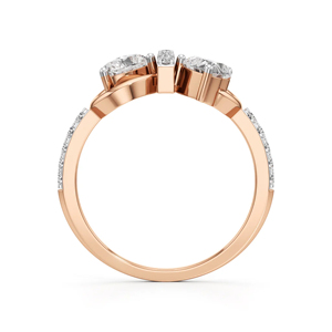 Anillo de Diamantes de Tres Piedras en Oro Rosa con Anillo de Compromiso Clásico para Mujer - Product Image 3