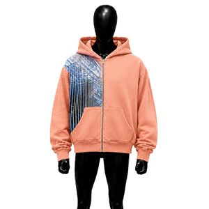 NOUVEAU HOODIE ZIPPÉ PREMIUM PÊCHE – Vêtement élégant, intemporel, confortable et tendance, couleur neutre, streetwear en molleton. - Product Image 1