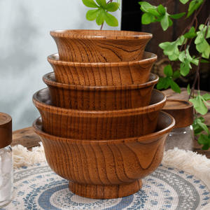 Bol en bois de jujube massif à longue tige pour thé au lait, bol à riz de restaurant, bol de cuisine - Product Image 4