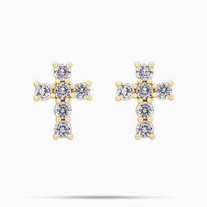 925 <b>Sterling</b> <b>Silver</b> Moissanite Cross <b>Stud</b> Earrings VVS D Color Diamond Cross Earrings for Women - Product Image 1
