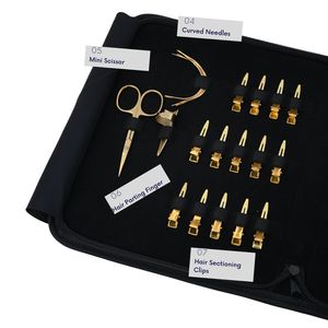 Kit Profesional de Herramientas para Extensiones de Cabello Microlinks: Alicates de Crimpado de Micro Anillos, Removedor, Aguja para Coser Tramas, Estuche Negro de Rexine - Product Image 4