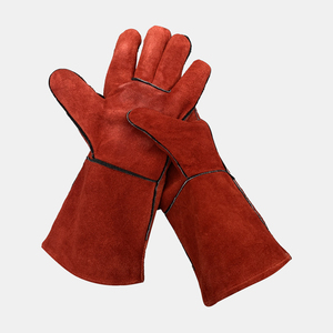 Leather Safety Gloves Elbow Length Thermal Protection Unlined Plain Style Outdoor Winter Use welding gloves - Product Image 5