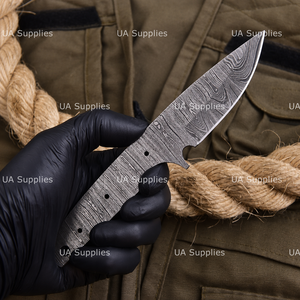 Cuchillo de Caza y Camping UA Supplies, Hoja de Acero de Damasco Forjada a Mano, Profesional e Industrial, Completamente Pulida, Punta Caída, Carbono - Product Image 3