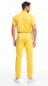 High-Quality Men's Polo Shirt and Pants <b>Set</b> Short Sleeve Solid <b>Colour</b> Casual Summer Wear Elastic Waist Knitted Fabric - Product Image 2