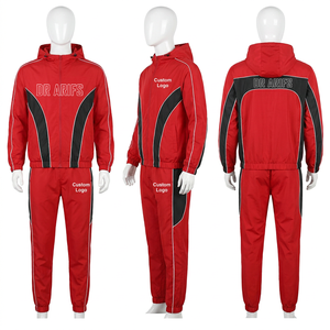 Men Hooded Tracksuit Navy Gold Color Block Zip Up Long Sleeve Pants Sports Set Custom Logo <b>Leisurewear</b> Tracksuits - Product Image 3