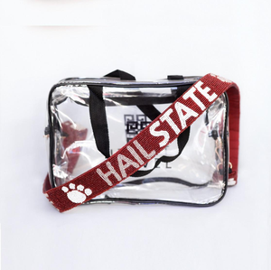 Sac à main transparent personnalisé avec broderie couleur sur mesure, idéal pour les jours de match universitaires, avec lanières perlées rouges et blanches, fait main en Inde – Vente chaude - Product Image 3