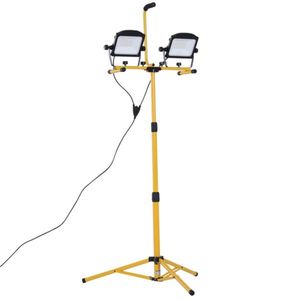 Versatile 10,000 Lumen Dual Head LED Work <b>Light</b> Dimmable <b>Workshop</b> Lighting Telescoping Adjustable Tripod Stand DC Power Supply - Product Image 1