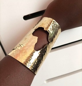 Geometric Hammered Brass Cuff Stack Wedding Party Festive Adjustable Customized Vintage Chunky Bangle Statement Jewelry <b>Bracelet</b> - Product Image 3