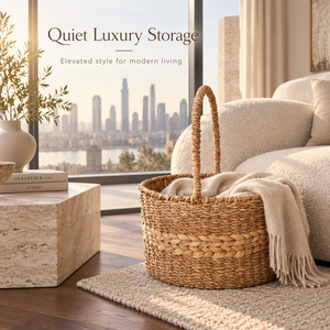 Handwoven <b>Seagrass</b> Eco-Friendly Storage <b>Basket</b> Handles Wicker Organizer 4-5L Capacity for Modern Home Kitchen <b>Laundry</b> Grocery - Product Image 2