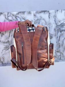 Nueva Mochila de Cuero Hecha a Mano con Pelo de Vaca, Mochila Elegante con Diseño a Cuadros, Bolsos Escolares Unisex, Bolso de Diseño Único - Product Image 4