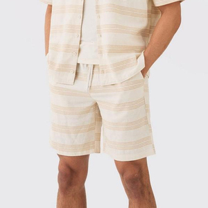 Ensemble décontracté sur mesure pour homme, été, 2 pièces, respirant, en polyester et coton, chemise et short, ensembles jumeaux, soldes - Product Image 5