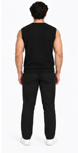 Pull sans manches en maille jacquard diamanté pour homme avec logo frontal, chaud et de haute qualité, personnalisable, vente en gros - Product Image 3