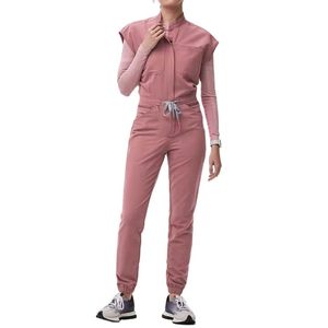 V Neck Zipper <b>Scrub</b> Top and Jogger Leg Pants Set Professional Manicurist Uniform <b>Scrubs</b> Nursing Uniform Medical <b>Scrub</b> - Product Image 1