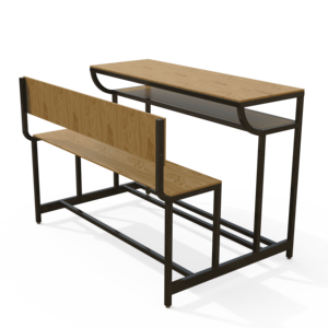 Conjunto de Mesa Alta Industrial y Bancos con Estructura Metálica y Acabado Madera, Muebles Modernos para Comedor, Cafetería o Formación, Modelo Metal Drake - Product Image 6