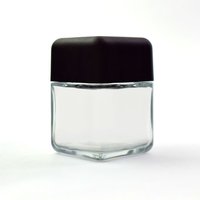 Pot en verre carré hermétique à large ouverture, résistant aux enfants, noir mat, 3,5 g, pour herbes et fleurs séchées, avec couvercle en plastique