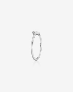 Bague en argent sterling 925 avec pavé en forme de V et CZ brillant rond, alliance géométrique minimaliste pour femme - Product Image 3