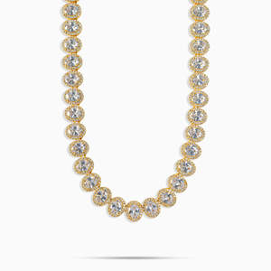Oval Cut Moissanite Tennis Necklace 925 Sterling <b>Silver</b> VVS Halo <b>Choker</b> Necklace for Women - Product Image 2