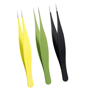 Juego de Pinzas Profesionales Hechas a Mano de Acero Inoxidable Curvado ESD con Punta Inclinada para Cejas, Ligeras, para Vello Encarnado - Product Image 1