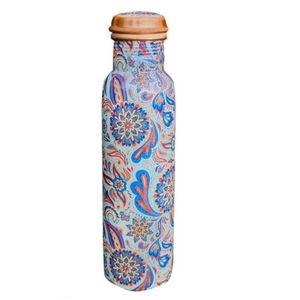 Bouteille d'eau en cuivre pur de qualité supérieure, design unique imprimé paon, pour hôtel, maison, cuisine - Product Image 5