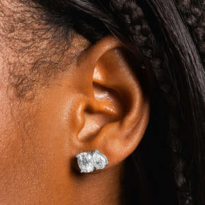 Pear Cut Moissanite <b>Stud</b> Earrings VVS1 D Color 925 <b>Sterling</b> <b>Silver</b> Double Pear Statement Earrings - Product Image 1