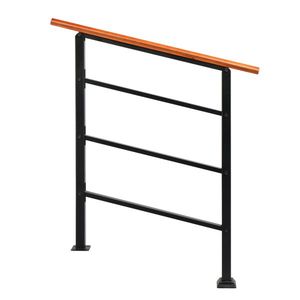 Corrimano in Legno Massello per Gradini Esterni, Ringhiera in Ferro Battuto per Gradini in Cemento, Dispositivo di Assistenza per Portico - Product Image 6