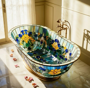 Baignoire exquise en or et bronze avec motifs en relief détaillés et bord poli, disponible dès maintenant à prix de gros. - Product Image 4