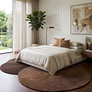 Alfombra de Lujo Marrón Hecha a Mano |   Alfombra Redonda de 14mm de Grosor, Elegante y de Primera Calidad para Sala de Estar, Dormitorio y Decoración del Hogar - Product Image 4