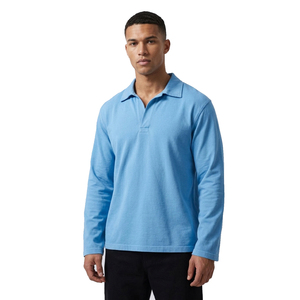 Chemises polo à manches longues pour hommes, couleur unie, col rabattu, style décontracté, polo à manches longues pour hommes, style été - Product Image 4