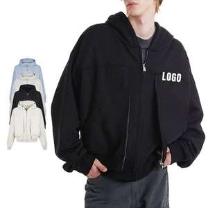 Sweat à capuche zippé pour homme, surdimensionné, de haute qualité, style vintage, effet délavé soleil et usé, délavé à l'acide - Product Image 1