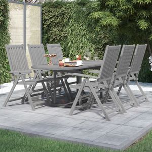 Ensemble de salle à manger de jardin extensible standard en bois d'acacia massif gris - Product Image 1