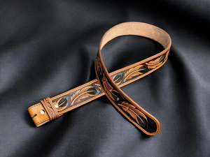 Cinturón de Cuero Occidental de Calidad de Exportación para Hombre, Tallado y Pintado a Mano, con Grabado Floral en Relieve, Cinturón Vaquero de Cuero - Product Image 5