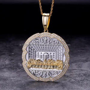 Pendentif carte de l'Afrique personnalisé baguette glacée diamants de laboratoire VVS en argent sterling 925 gravable Rectangle Design - Product Image 6