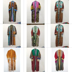 Women's Vintage Floral Silk Kimono Robe Thermal Spring Bathing Cover for Summer Swim Wear Beachwear <b>Bikini</b> Home/Nightwear - Product Image 2