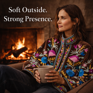 Chaqueta de terciopelo marrón moca de lujo del fabricante, con bordado elaborado, manga larga y ajuste cómodo. - Product Image 4