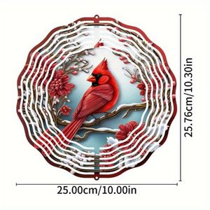 CIFbuyCardinal Pine - Girandole a Vento con Design Floreale, Rosso Vibrante, in Metallo, Decorazione da Esterno, Campanelli a Vento Sospesi per Giardino, Prato, Vasca per Uccelli - Product Image 2