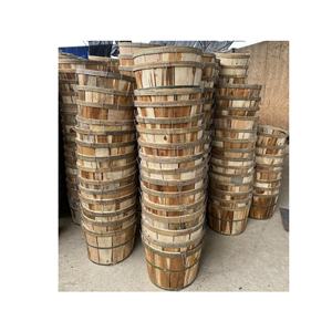 Cestas de madera duraderas para mariscos precio barato FÁBRICA DE Vietnam/cesta de madera redonda con tapa y asa para jardín de almacenamiento - Product Image 6