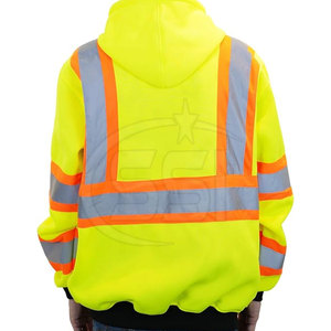 Sudadera de Seguridad Reflectante de Alta Visibilidad con Franjas Amarillas y Naranjas, Impermeable, ANSI Clase 2, Ropa de Trabajo para Uso Diurno y Nocturno - Product Image 6