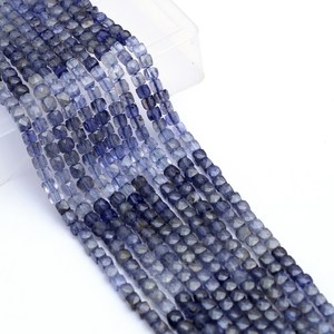 AAA+ Iolite 4mm-5mm Cube Faceted Beads Natural Multi Blue Iolite Semi Precious Gemstone 3D Box Briolette Fancy Beads For Jewelry - Product Image 1