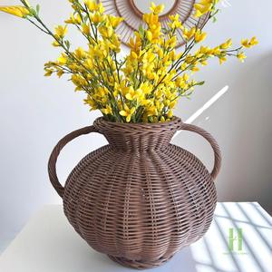 Nouveau design de vase de sol en rotin, style vintage, tissé à la main, en osier naturel, vase décoratif, décoration écologique pour la maison, Vietnam OEM ODM - Product Image 3