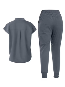 Ensemble de blouses médicales unisexes, couleur unie, manches courtes, pantalon avec poches, col mandarin, longueur normale, toutes saisons, polyester/coton - Product Image 5