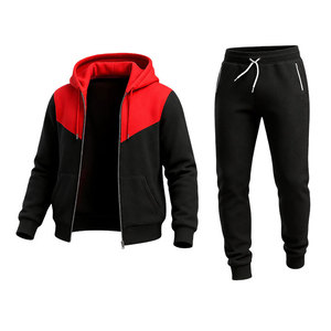 Conjunto Deportivo Personalizado para Hombre, Sudadera con Capucha en Contraste Rojo y Negro, Pantalones Jogger, Ropa Deportiva, Traje de Entrenamiento, Conjunto para Correr - Product Image 3