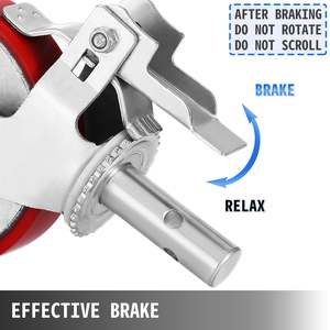Lot de 4 roulettes d'échafaudage robustes de 8 pouces 4400 lb par ensemble de remplacement de polyuréthane de frein de tige de verrouillage pour étagères d'échafaudage - Product Image 5