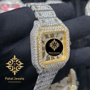Reloj Mecánico con Incrustaciones de Diamantes, Esfera Cuadrada, Tono Dorado, Tono Plateado, Reloj de Pulsera para Hombre - Product Image 3
