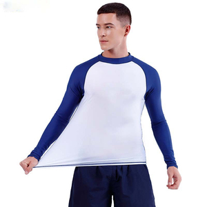Camiseta de Natación de Manga Larga para Hombre, Color Blanco y Azul, de Secado Rápido, Spandex y Poliéster, Talla Adulto - Product Image 2